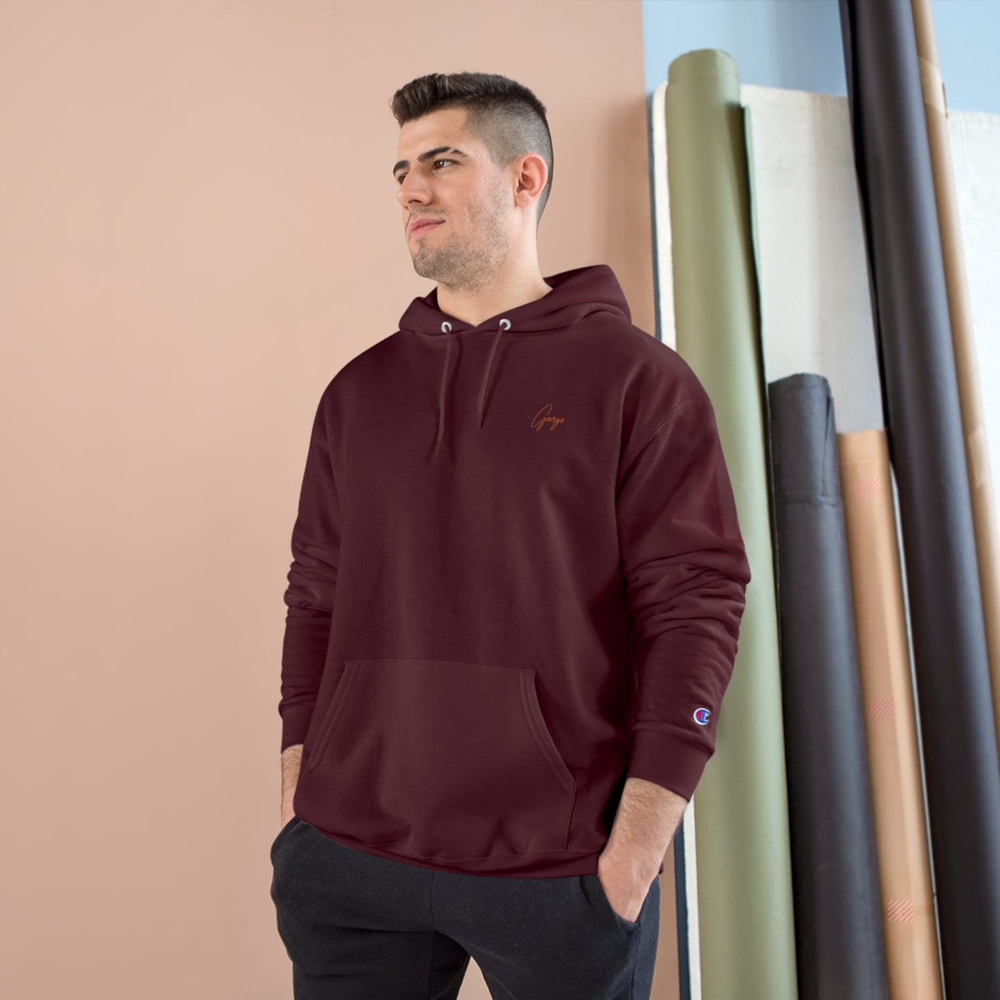 "George" Maroon Champion Hoodie