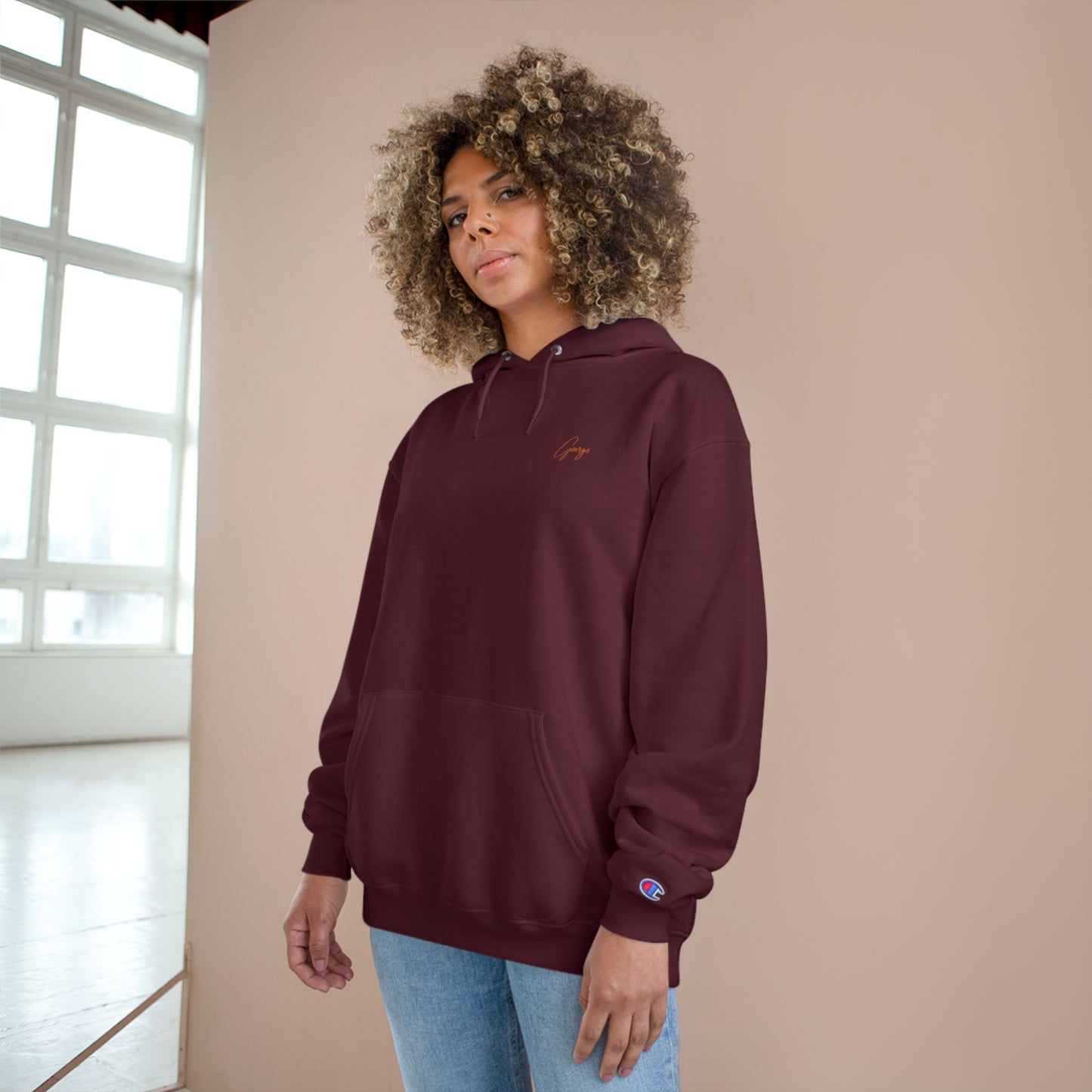 "George" Maroon Champion Hoodie